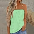 thumbnail image 3 of Otntypg Women's Crochet Tube Tops Cute Summer Solid Color Bandeau Tank Casual Strapless Blouse Off The Shoulder Tunic Shirts Sky Blue#02 XL, 3 of 6