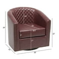 thumbnail image 2 of 29" Wide Tufted Faux Leather Swivel Barrel Chair, PU Leather Modern Upholstered Accent Chairs with Nailhead Trim, Small Armchair for Living Room Bedroom, Red, 2 of 12