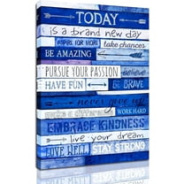 Inspirational Wall-Art - Positive Quotes Office Wall Decor - Blue Motivational Wall Art - Framed Canvas Wall Art For Bathrooms Size 12x16 Inches