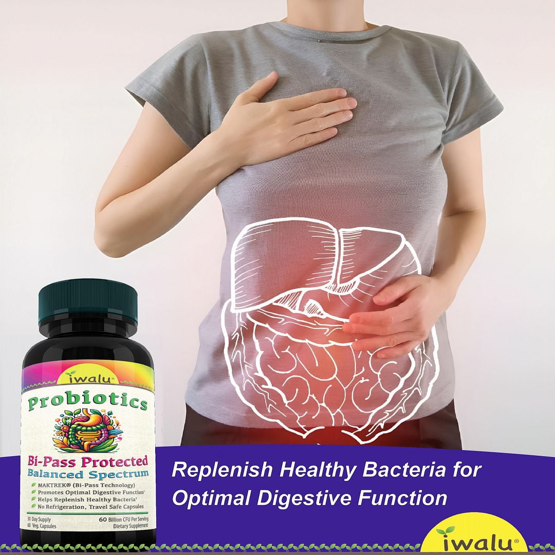 iwalu Probiotics 60 Billion CFU | Women's pH Balance, Odor Control, Flora Health | Delayed Release MAKTREK Bipass Protected Digestive Support | Gut GI Health - 60 Capsules | NSF Certified & USA Made