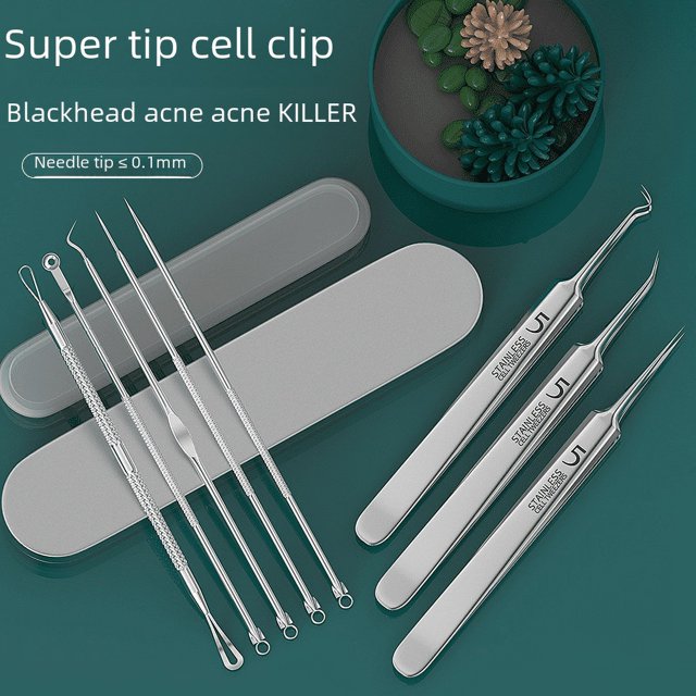 Pinzas para eliminar puntos negros con clip de 5 celdas súper afiladas, pinzas para el acné, agujas especiales para el acné en salones de belleza