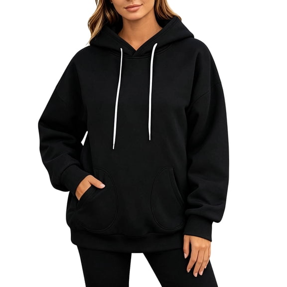 DHFJKG Oversized Hoodies For Women With Front Pockets Fall Winter Casual Pullover Long Sleeve Sweatshirts