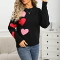 thumbnail image 5 of Htigea Womens Sweaters Cute Heart Graphic Pullover Crewneck Long Sleeve Tops Fall Winter Casual Knit Sweater Black M, 5 of 9