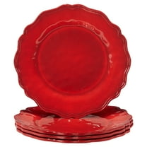 Certified International  Red Crackle 9" Melamine Salad/Dessert Plates, Set of 4 - 9" Diameter