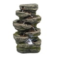 thumbnail image 3 of 9x5x14" Indoor Gray Stone-Look Water Fountain, 7-tier Polyresin Cascading Rock Tabletop Fountain with LED Light, 3 of 5