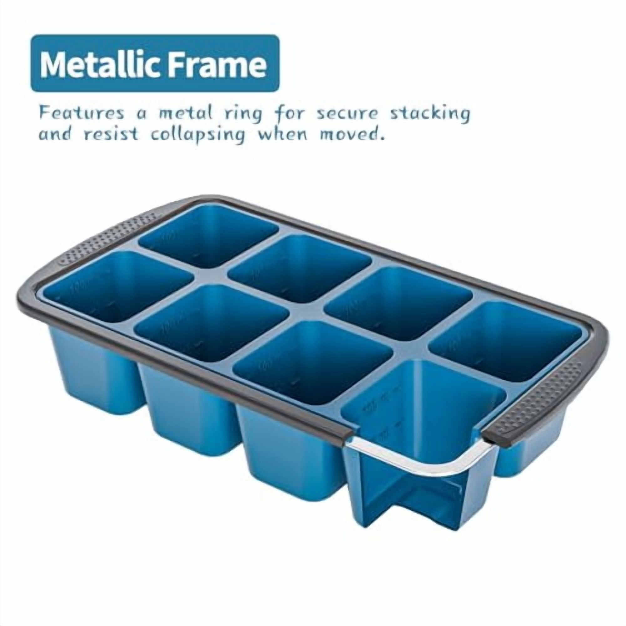 XL Silicone Ice Cube Tray with Lid for Freezer, 16 Large Half-Cube Molds, Heavy-Duty & Easy Release, Perfect for Whisky, Coffee, Herbs, Purees, 2-Pack