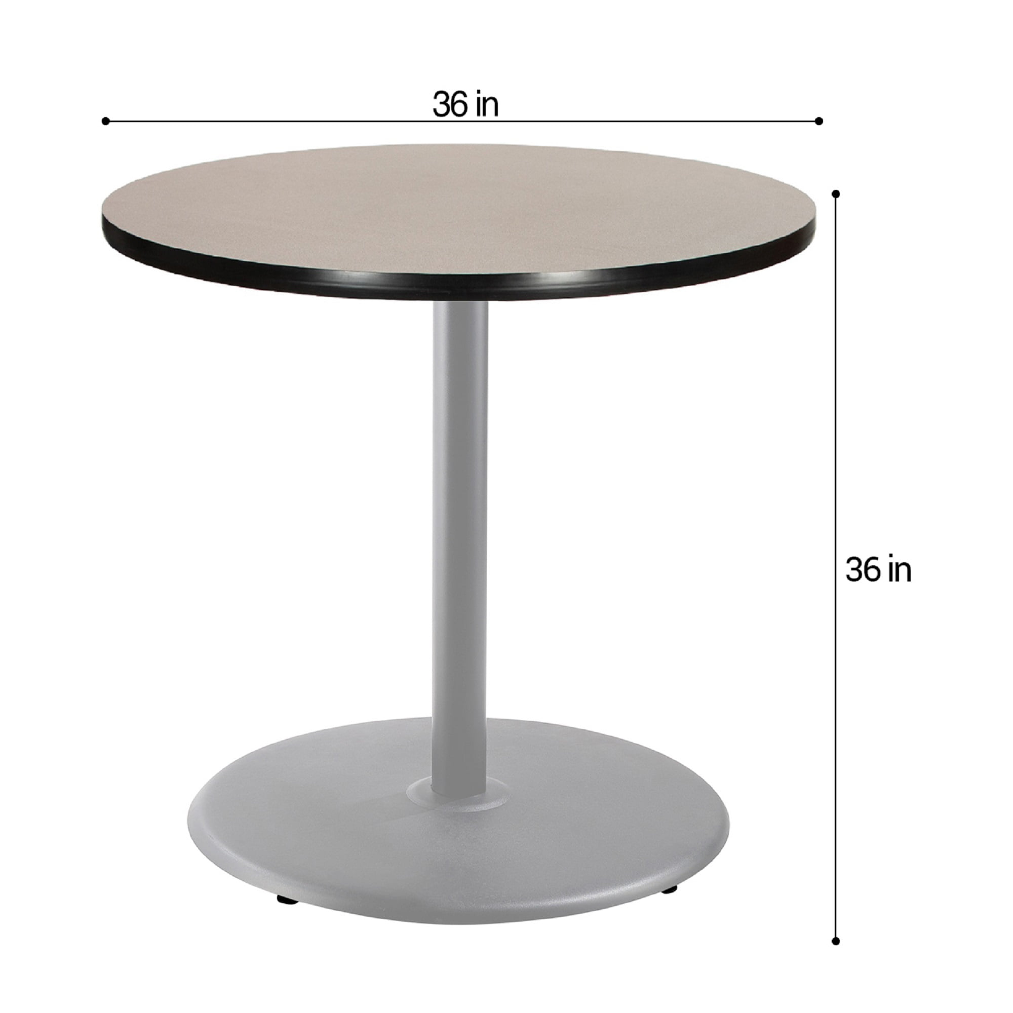 Hampden Furnishings Bennet Collection Steel Frame 36" Round Top, Round Base, 36" Height, Cafe Table Grey Frame/Grey Nebula Top
