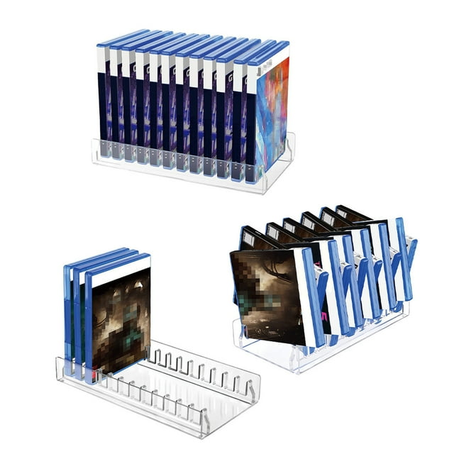 Acrylic Video Game Storage Organizer Stand for PS5 PS4 PS3 Game Case Storage, PS5 Game Holder Game Box Display Stand Fits up to 12 Games (Clear)