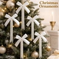 thumbnail image 3 of 6 Pack Pearl Flocked Velvet Bow Ornaments, 4 x 6 Inch Christmas Tree Hanging Bows for Holiday Wreath Garland Mantel Window Door Wall Party Decor, 3 of 8