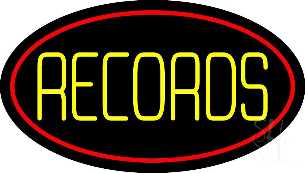 Yellow Records Red Border 2 LED Neon Sign 20