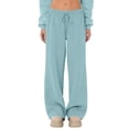 thumbnail image 2 of Nestiefly Womens Sweatpants Fall Winter Baggy Wide Leg Sweatpant Fleece Lined Straight Leg Sweat Pants Light Blue L, 2 of 5