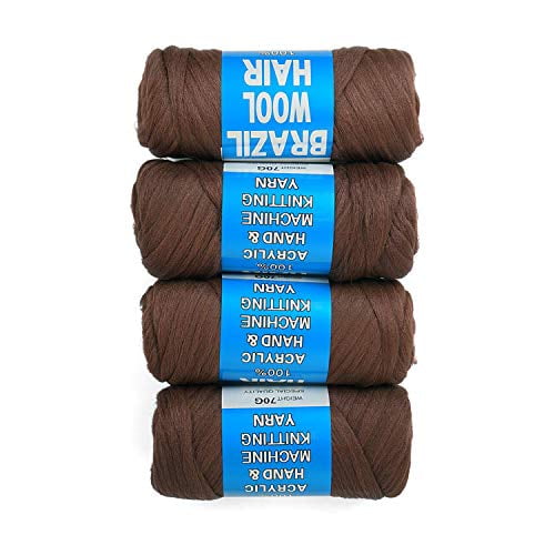 4 Packs Brazilian Wool Hair Yarn, Wool Yarn for Hair Jumbo Braiding
