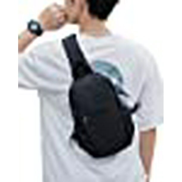 SEAFEW Small Black Sling Crossbody Backpack Shoulder Bag For Men Women Lightweight One Strap Backpack Sling Bag Backpack For Hiking Walking Biking