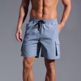 thumbnail image 1 of pstuiky Abreviatura para hombres, Pantalones cortos casuales de moda para hombre, de color liso, con bolsillo y cintura elástica. Pantalones cortos de baloncesto, 1 of 8