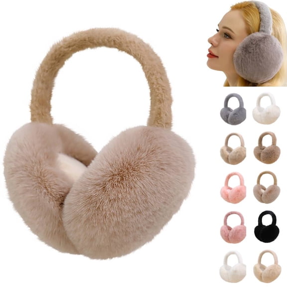 Huankd Ear Muffs Winter Women - Winter Ear Muffs for Women - Adjustable Fluffy Folding Earmuffs - Women's Earmuffs Brown L