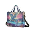 thumbnail image 2 of Unicorn and Flowers Corduroy Tote Bag Handbag Large Messenger Bag Shoulder Crossbody Zipper Bag Purse, 2 of 8