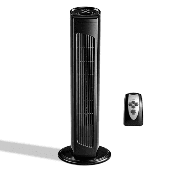Alvantor 32-Inch Tower Fan with Remote, 3 Speeds, 3 Wind Modes, Oscillation, 7.5-Hour Timer, Black