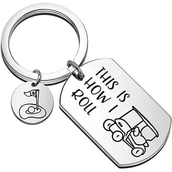 Funny Golf Cart Keychain Fiance Golfers Gifts for Him Men Best Friend Birthday Gifts for Women Daughter Gifts from Mom Dad fathers day gift for Son Husband BF Gifts - This is How I Roll Key Chain