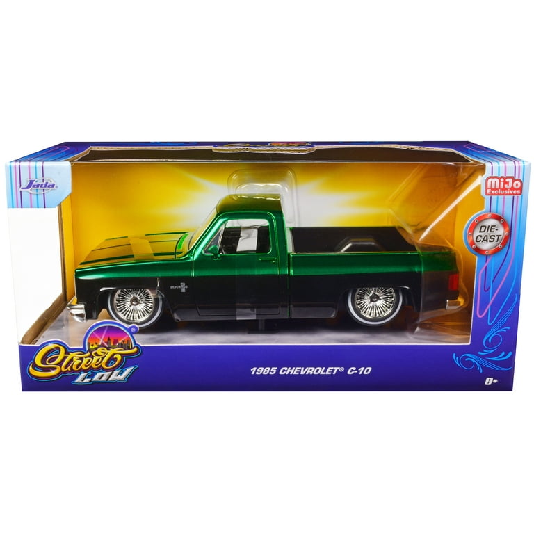 Jada Diecast 1985 Chevy C10 Pickup Truck Lowrider Green & Black