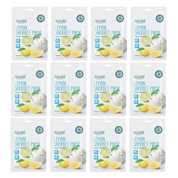 SooAE Lemon Sherbet Mask, cooling & Refreshing, 12 count