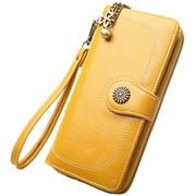 Women's Wallet New Wallet Oil Wax Leather Clutch Bag Women's Long Mobile Phone Bag Oily Bills Folder