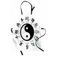 thumbnail image 1 of Yin Yang Apron, Chinese Zodiac Signs with Calligraphy Names and Yin Yang Illustration, Unisex Kitchen Bib with Adjustable Neck for Cooking Gardening, Adult Size, Black and White, by Ambesonne, 1 of 4