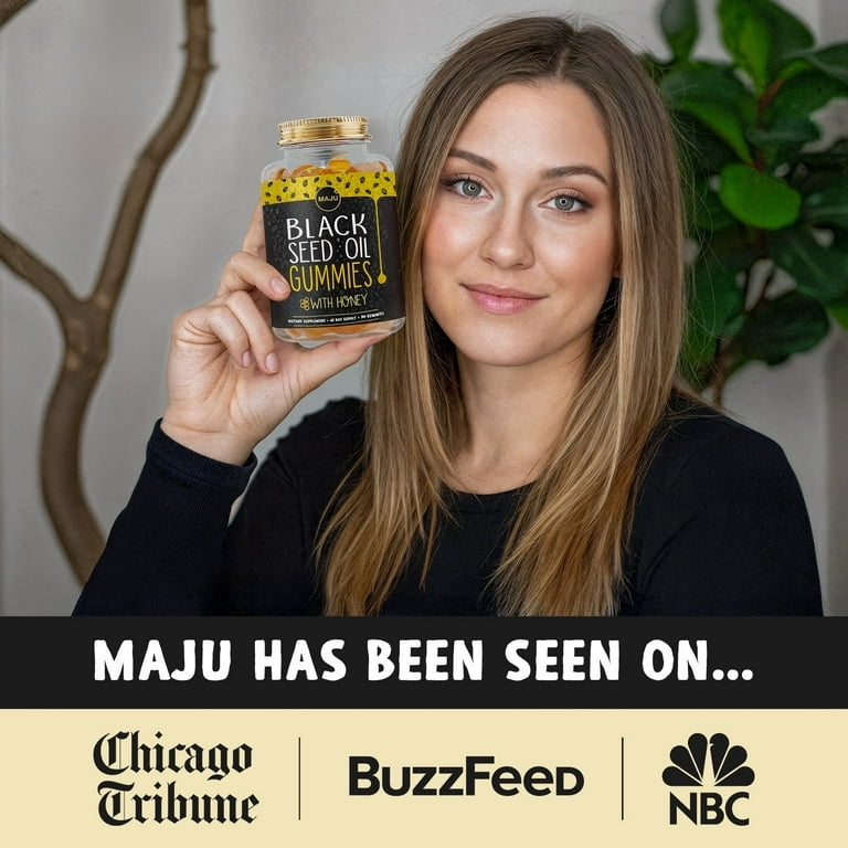 Maju Superfoods Black Seed Oil Gummies, 500 mg, Halal, Honey, 90