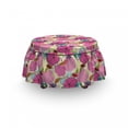 thumbnail image 3 of Garden Art Ottoman Cover, Colorful Leaves Splashes, 2 Piece Slipcover Set with Ruffle Skirt for Square Round Cube Footstool Decorative Home Accent, Standard Size, Multicolor, by Ambesonne, 3 of 5