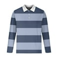 thumbnail image 4 of Atogsazn Mens Striped Shirt Casual Button Down Long Sleeve Pullover T-shirt Workout Tops Clothing Sweatshirt Navy XXXL Fashion, 4 of 5