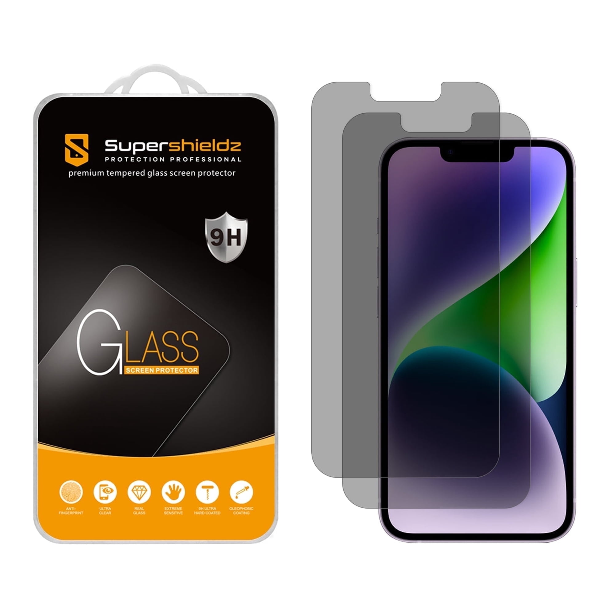 Supershieldz Designed for iPhone 16e/ iPhone 14 / iPhone 13/ iPhone 13 Pro (6.1 inch) (Privacy) Anti Spy Tempered Glass, Anti Scratch, Bubble Free (2 Pack)