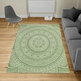 thumbnail image 2 of Mandala Turkish Area Rug, Abstract Floral Design with Themes Native South East Folkloric Illustration, Soft Carpet for Living Room Decor with Distressed Look, 2.6' x 5', Pale Olive, by Ambesonne, 2 of 4