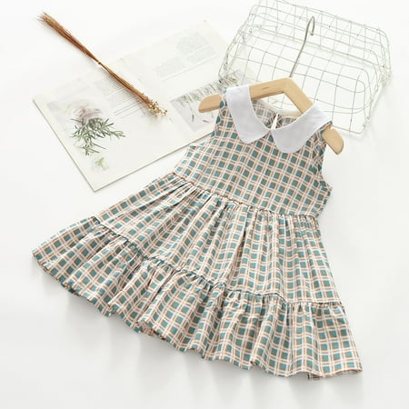 

Vivianyo HD Toddler Dress Clearance Toddler Kids Baby Girls Fashion Cute Sleeveless Sweet Flower Print Ruffle Dress Flash Picks Khaki