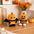 thumbnail image 4 of Halloween Pumpkin Plush Toy, Cute Lantern Stuffed Animal with Witch Hat Bat Wings, Soft Plush Pillow for Halloween Decor Gifts,9*6.7 in., 4 of 5