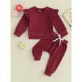 thumbnail image 2 of vera natura Toddler Girls Fall Outfits Pattern Side Slit Long Sleeve Sweatshirts Elastic Waist Pants 2Pcs Fall Clothes Set, 2 of 8