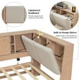 thumbnail image 4 of Holaki 85.4" Twin Size Storage Daybed with Bookcase, 2 Drawers, Upholstered Headboard with Hidden Storage & USB Ports, Wooden L-Shaped Corner Bed for Small Spaces, Natural, 4 of 8