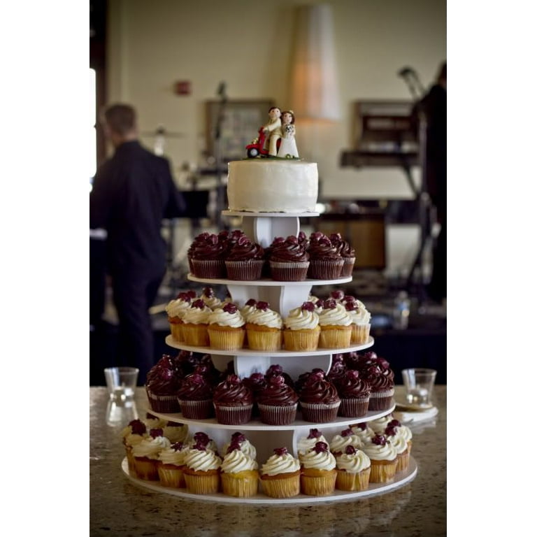 The Smart Baker - Adjustable, Reusable 5 Tier Round Cupcake & Dessert Tower Display Stand, White - Holds up to 90+ Cupcakes | Weddings, Parties, The Smart Baker - Adjustable, Reusable 5 Tier Round Cupcake & Dessert Tower Display Stand, White - Holds up to 90+ Cupcakes | Weddings, Parties,