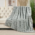 thumbnail image 6 of Home Soft Things Brick Textured Faux Fur Throw Blanket with Micromink Back, Luxury Soft Cozy Fluffy Fluzzy Plush Throw, 50x70 inches, Grey, 6 of 8