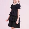 thumbnail image 6 of HOMADLES Girls Clothing Dresses Size 3-15, Little Girls Dresses Crew Neck Summer Ruffle Dress Girls Party Dresses Black 9-10 T, 6 of 7
