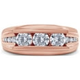 thumbnail image 2 of AFFY 0.85CT Moissanite Diamond Channel Set Men's Wedding Band Ring in 14K Rose Gold over Silver-12, 2 of 5