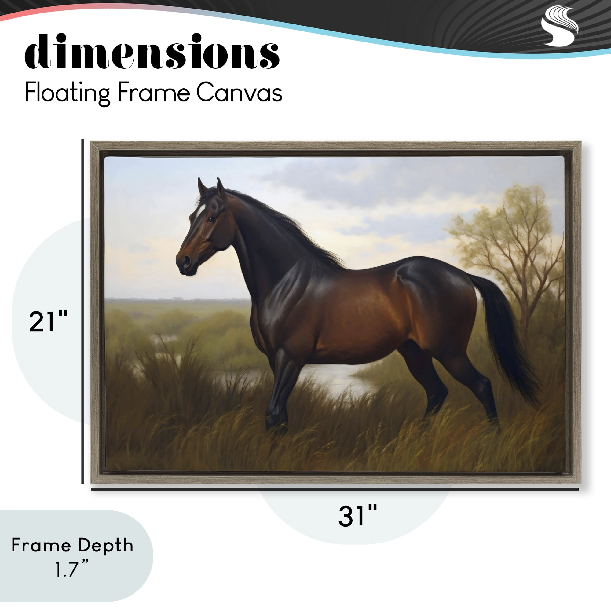 Stupell Industries Stallion in Marshland Brown Framed Floater Canvas Wall Art, design by Creative Studio