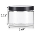 thumbnail image 2 of 12 Oz Clear Pet Plastic Refillable Low Profile Jar With Black Smooth Lids (6 Pack), 2 of 5