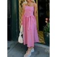 thumbnail image 3 of Women's Bow Detail Midi Cami Dress with Ruched Stretch 100% Polyester Fabric for Everyday Elegant Wear for day to night, 3 of 16
