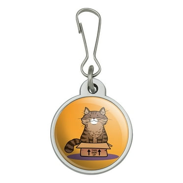 Cat Sitting in Box Jacket Handbag Purse Luggage Backpack Zipper Pull Charm