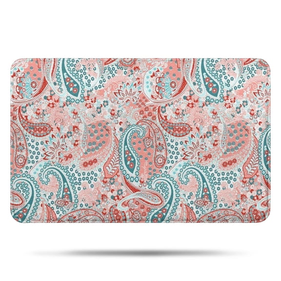 Pink Paisley and Floral Pattern Bathroom Rugs Mat,Non Slip Microfiber Bathroom Rug,Rubber Backing,Soft Bathroom Mats for Bathroom Floor,Tub and Shower,17x27in(43x68cm)