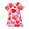 thumbnail image 5 of BRGZLK Toddler Girls Casual Sundress Cute Love Heart Print Dreamy Pajamas Loose Casual Comfortable Mid-Calf Nightgown Multicolor 9-10 Years, 5 of 5