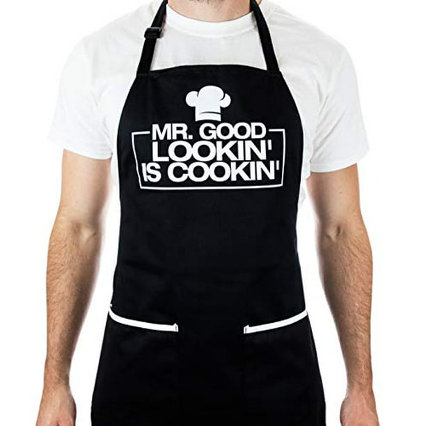 Funny Apron for Men - Mr. Good Looking is Cooking - BBQ Grill Apron for a  Husband Dad