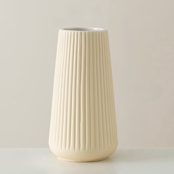 Small Ceramic Vase for Home Decor, Minimalist Flower Vase for Pampas Grass, Living Room Table Centerpiece, Modern Rustic Farmhouse Style Dried Flower Holder for Bedroom Office Shelf