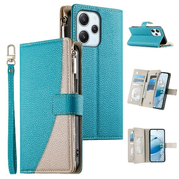 Funda cartera GANGXUN para Xiaomi Poco M6 Pro 5G , cuero PU con tarjetero, cremallera, correa de mano, soporte y protección 948°