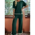 thumbnail image 3 of Osfvolr Short-Sleeved Knitted Trousers Suit Green L, 3 of 5