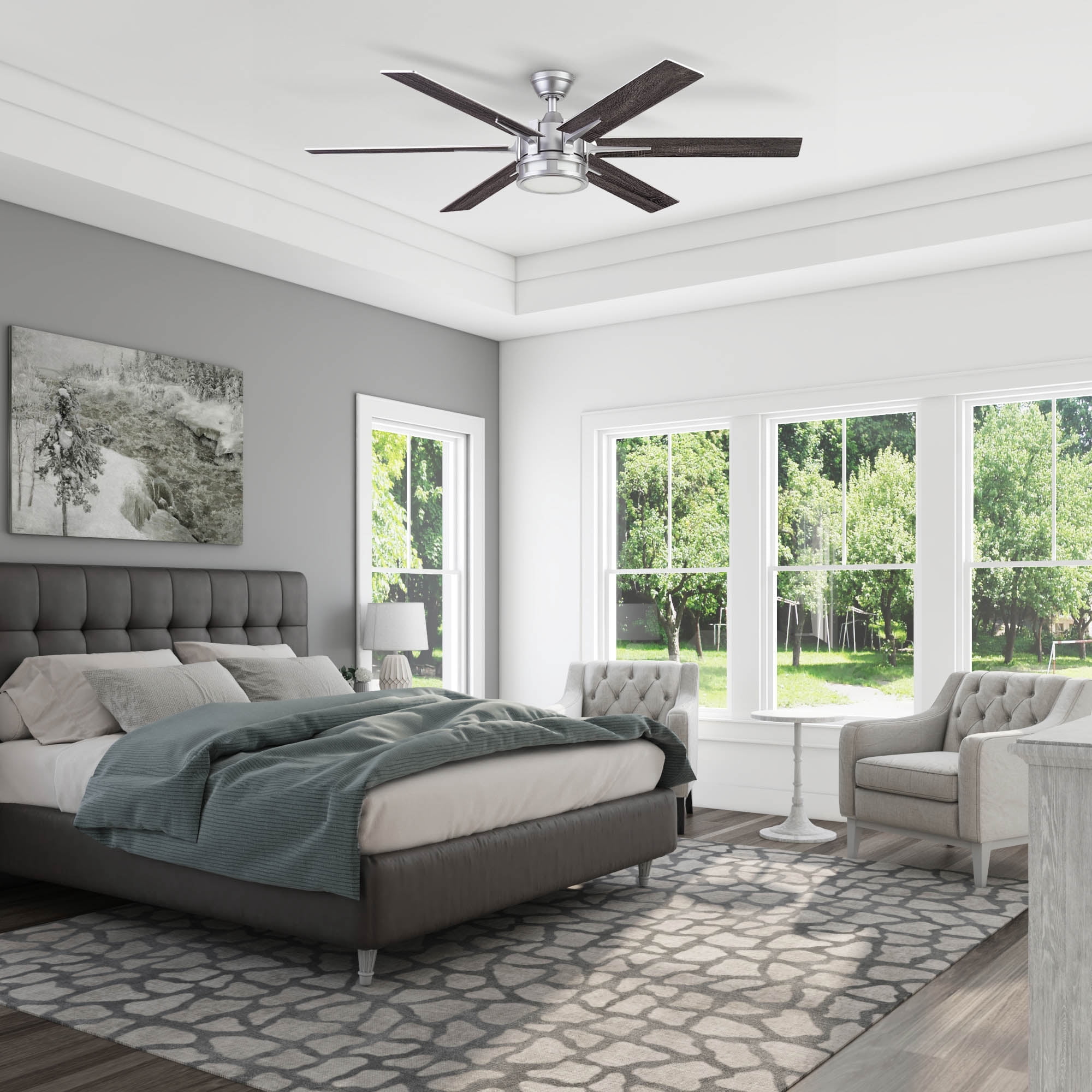 Honeywell Kaliza Ceiling Fan, Quiet Motor and Remote Control, 56", Matte Nickel